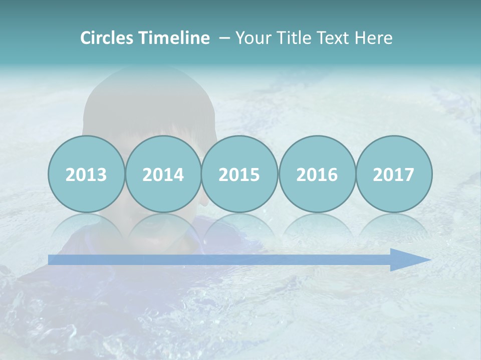 Cute Boy Swimming In Pool Wearing Blue Shirt And Goggles PowerPoint Template