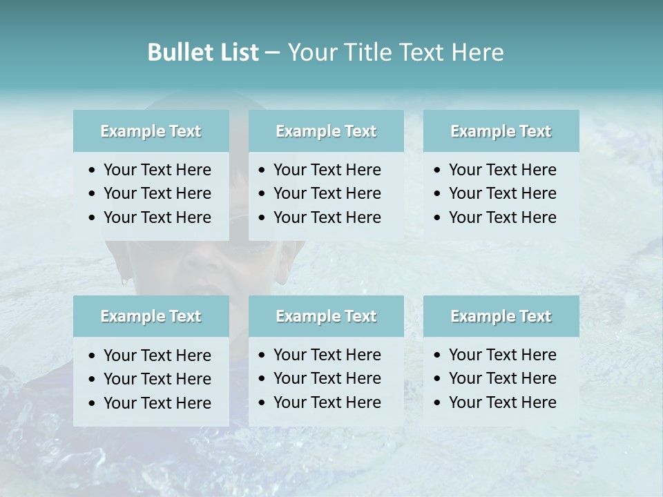 Cute Boy Swimming In Pool Wearing Blue Shirt And Goggles PowerPoint Template