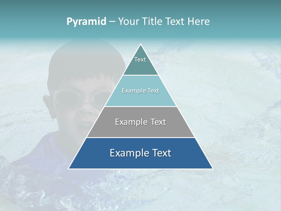 Cute Boy Swimming In Pool Wearing Blue Shirt And Goggles PowerPoint Template