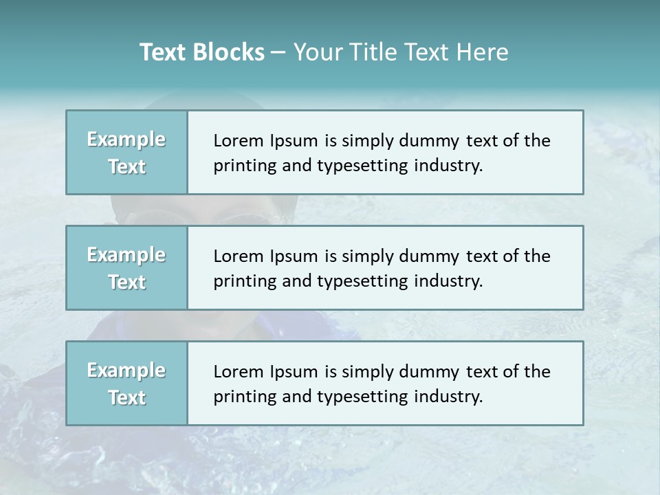 Cute Boy Swimming In Pool Wearing Blue Shirt And Goggles PowerPoint Template