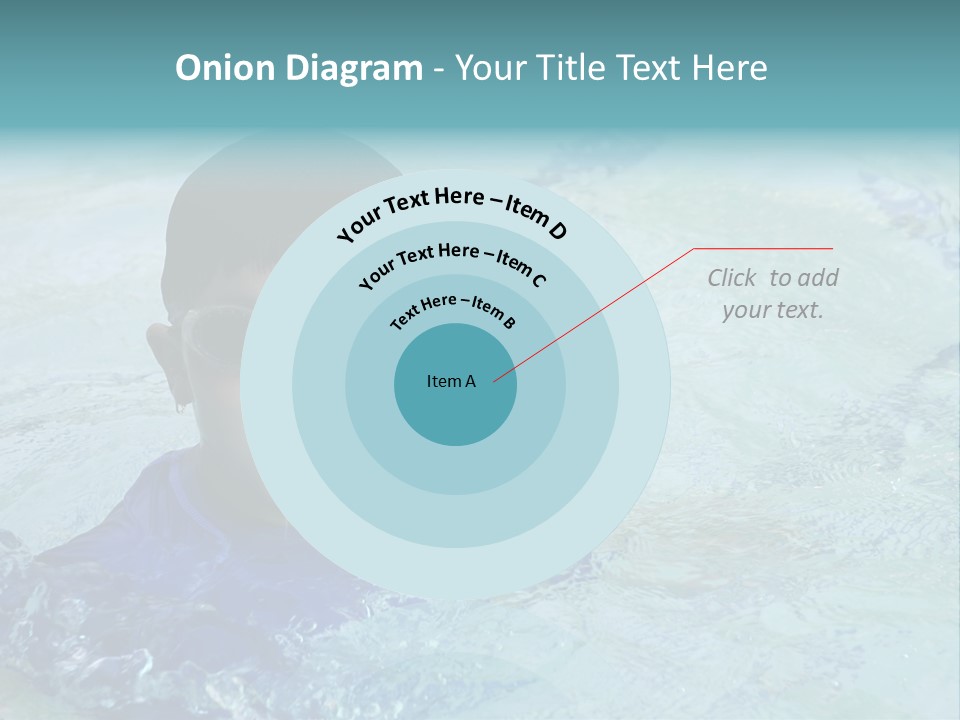 Cute Boy Swimming In Pool Wearing Blue Shirt And Goggles PowerPoint Template