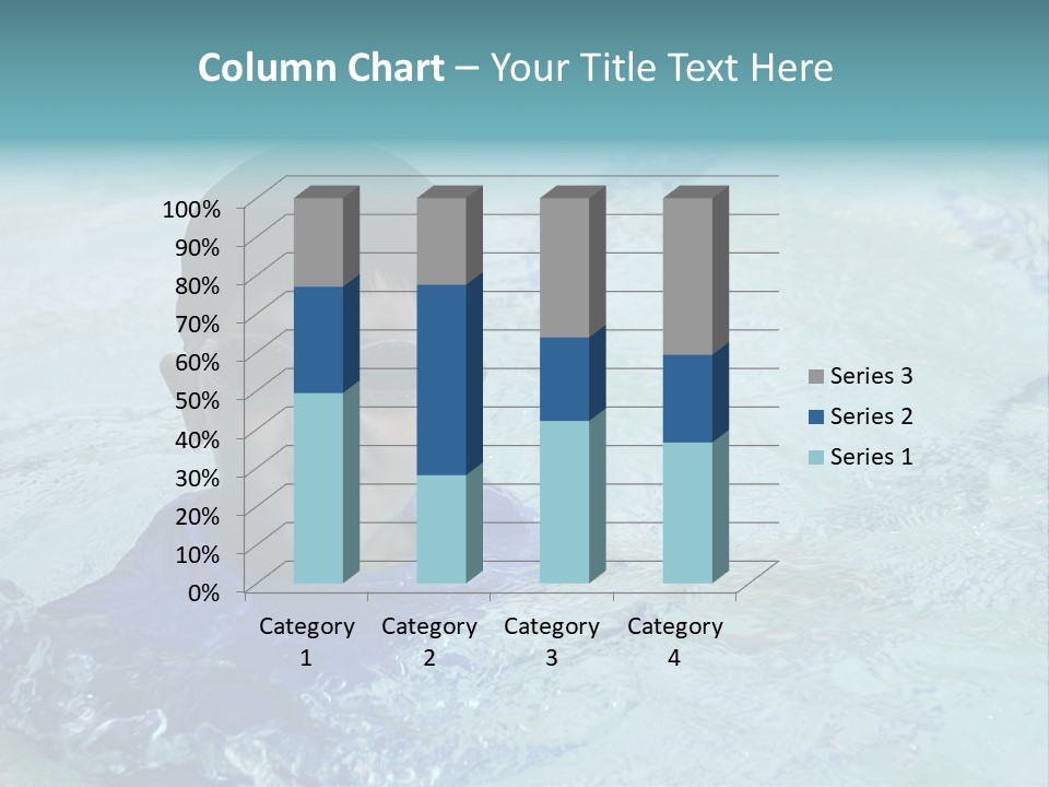 Cute Boy Swimming In Pool Wearing Blue Shirt And Goggles PowerPoint Template
