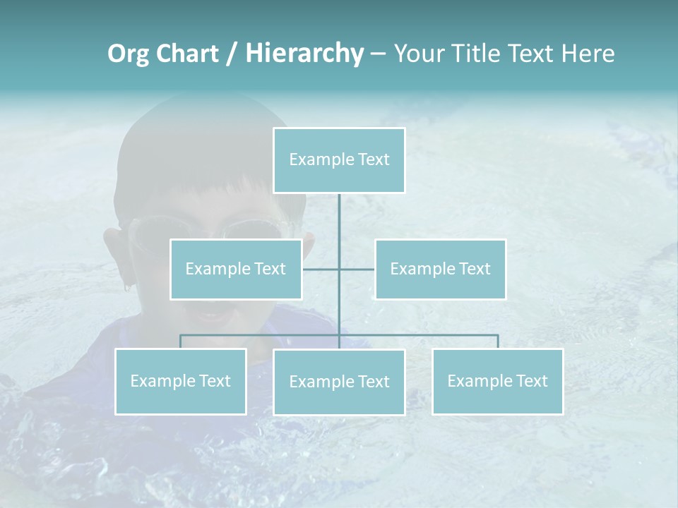 Cute Boy Swimming In Pool Wearing Blue Shirt And Goggles PowerPoint Template