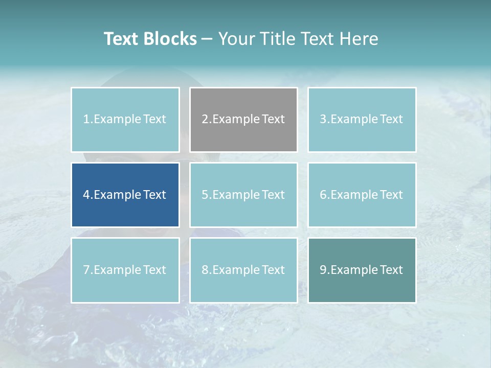 Cute Boy Swimming In Pool Wearing Blue Shirt And Goggles PowerPoint Template