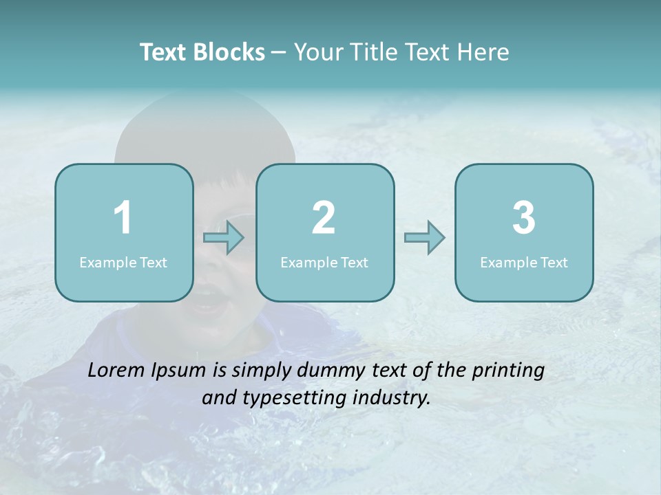 Cute Boy Swimming In Pool Wearing Blue Shirt And Goggles PowerPoint Template