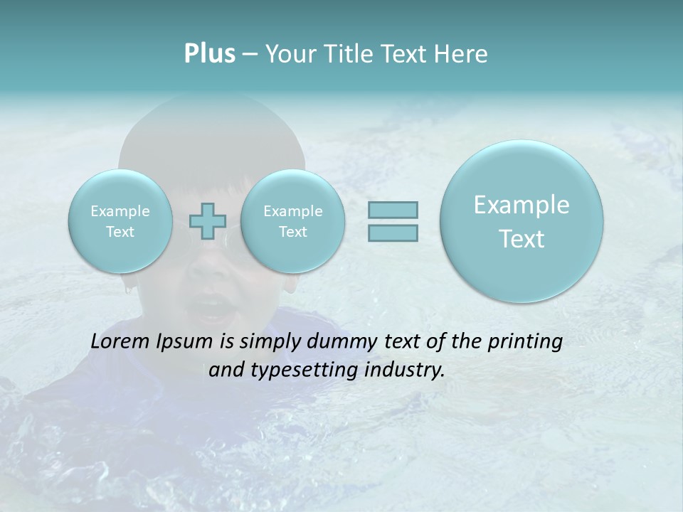 Cute Boy Swimming In Pool Wearing Blue Shirt And Goggles PowerPoint Template