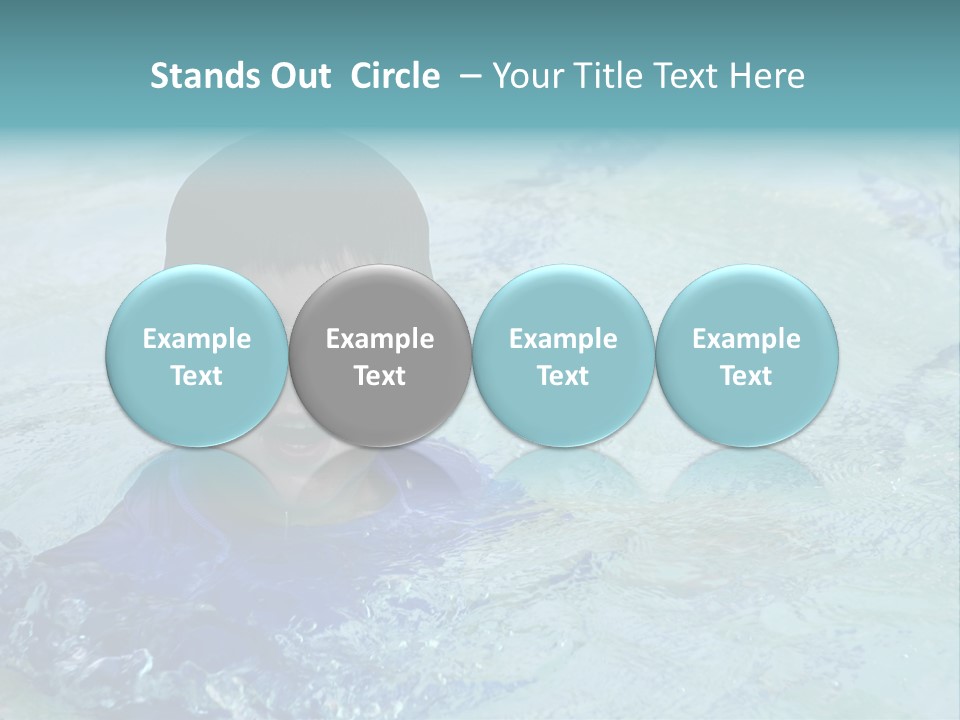 Cute Boy Swimming In Pool Wearing Blue Shirt And Goggles PowerPoint Template