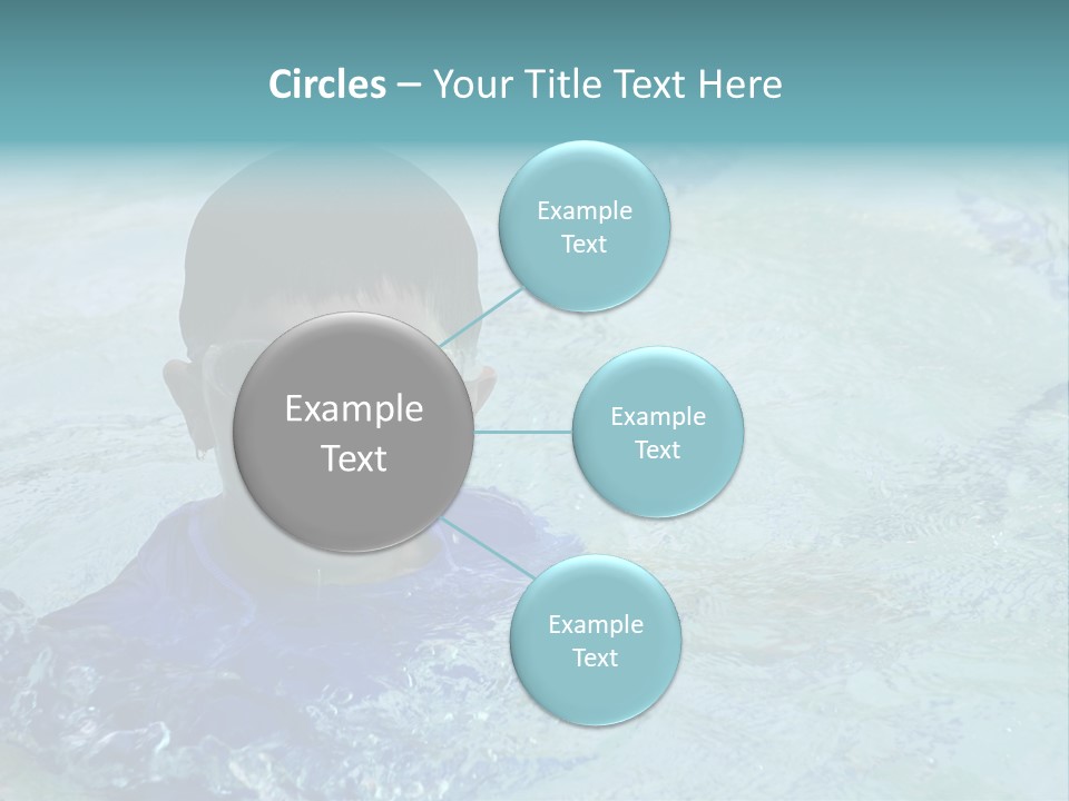 Cute Boy Swimming In Pool Wearing Blue Shirt And Goggles PowerPoint Template