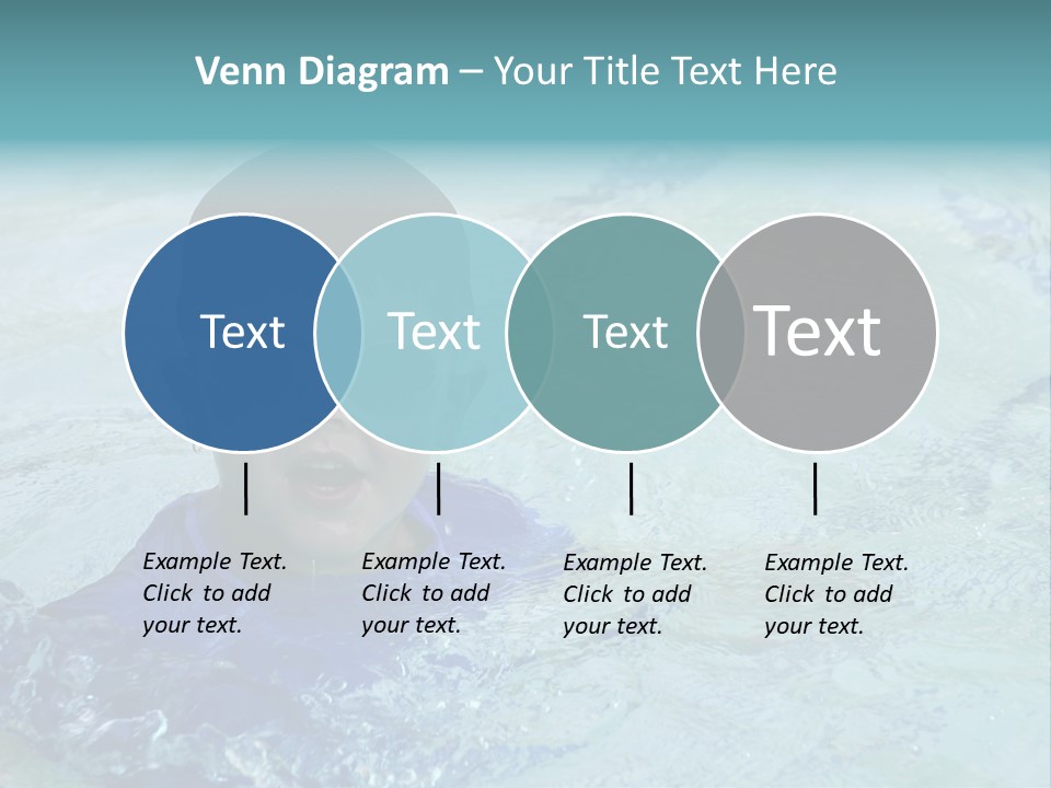 Cute Boy Swimming In Pool Wearing Blue Shirt And Goggles PowerPoint Template