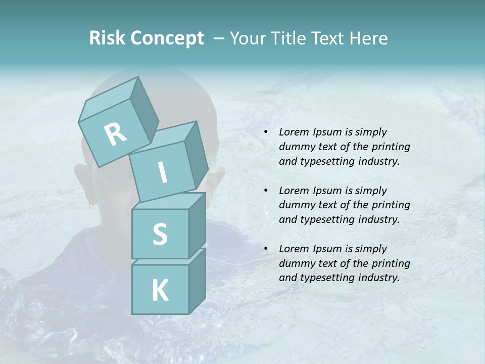 Cute Boy Swimming In Pool Wearing Blue Shirt And Goggles PowerPoint Template