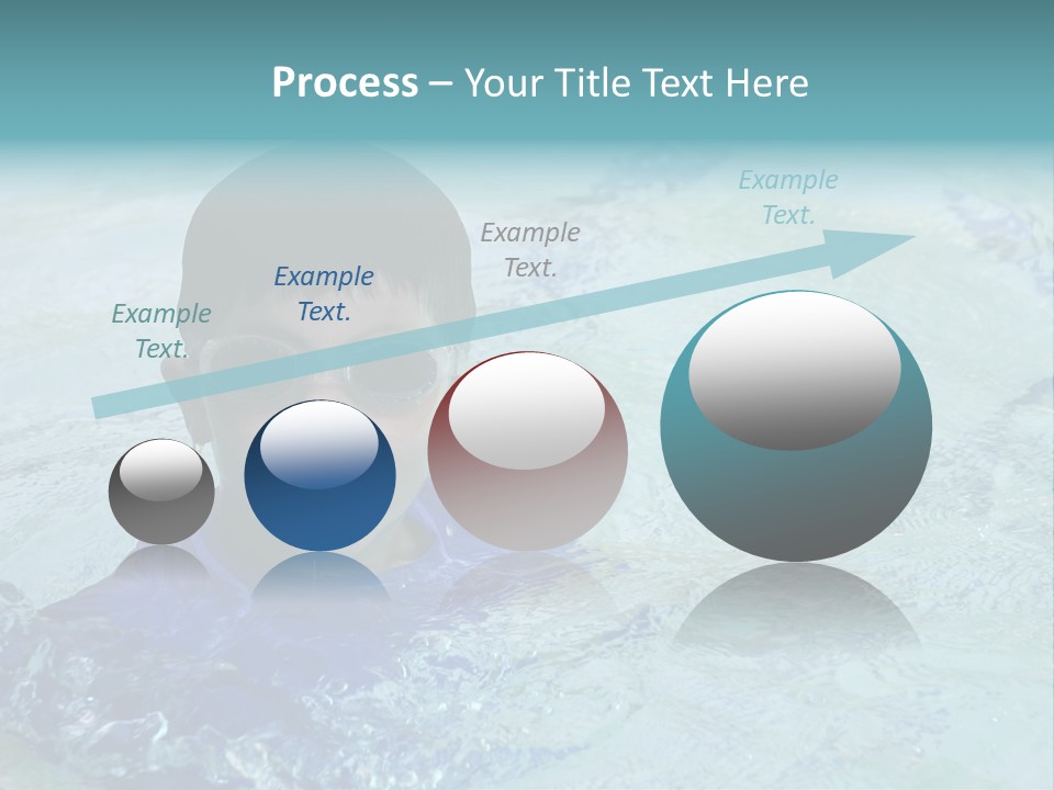 Cute Boy Swimming In Pool Wearing Blue Shirt And Goggles PowerPoint Template