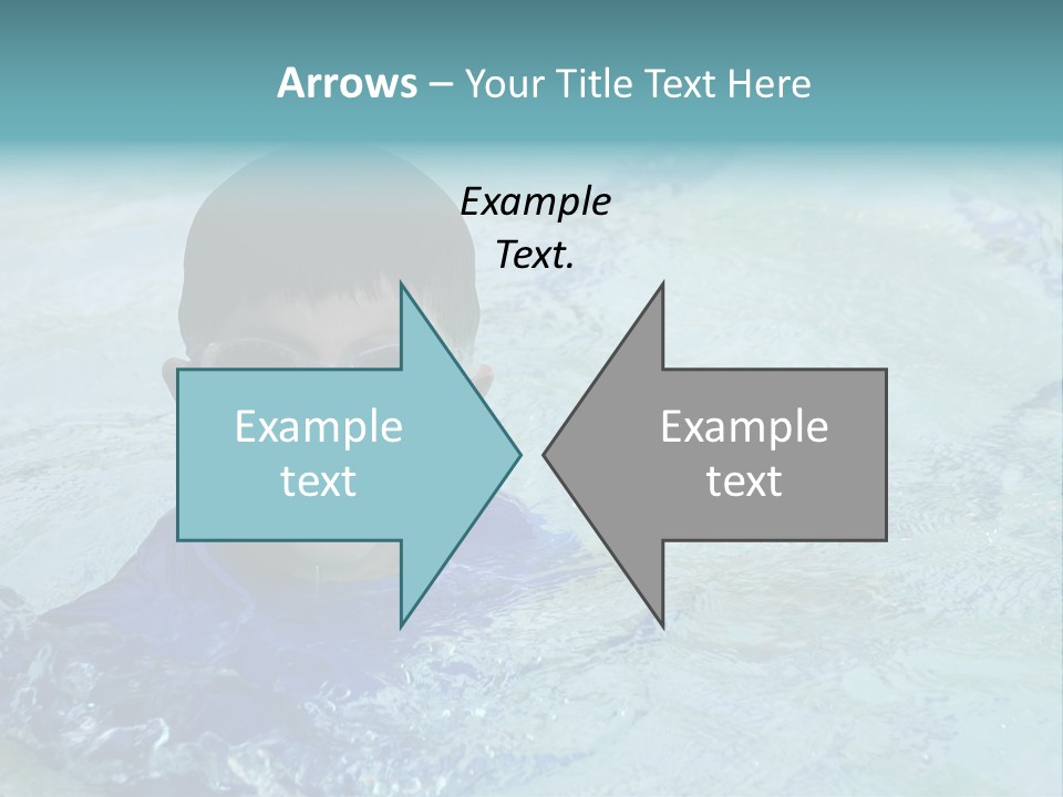 Cute Boy Swimming In Pool Wearing Blue Shirt And Goggles PowerPoint Template