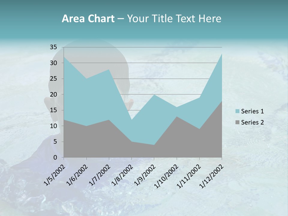 Cute Boy Swimming In Pool Wearing Blue Shirt And Goggles PowerPoint Template