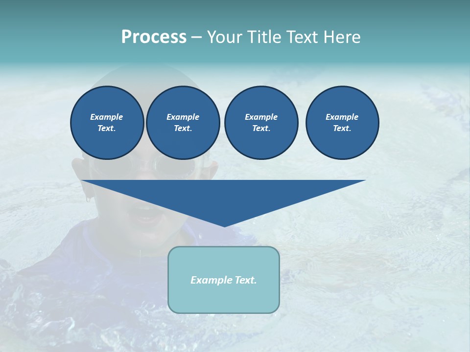 Cute Boy Swimming In Pool Wearing Blue Shirt And Goggles PowerPoint Template