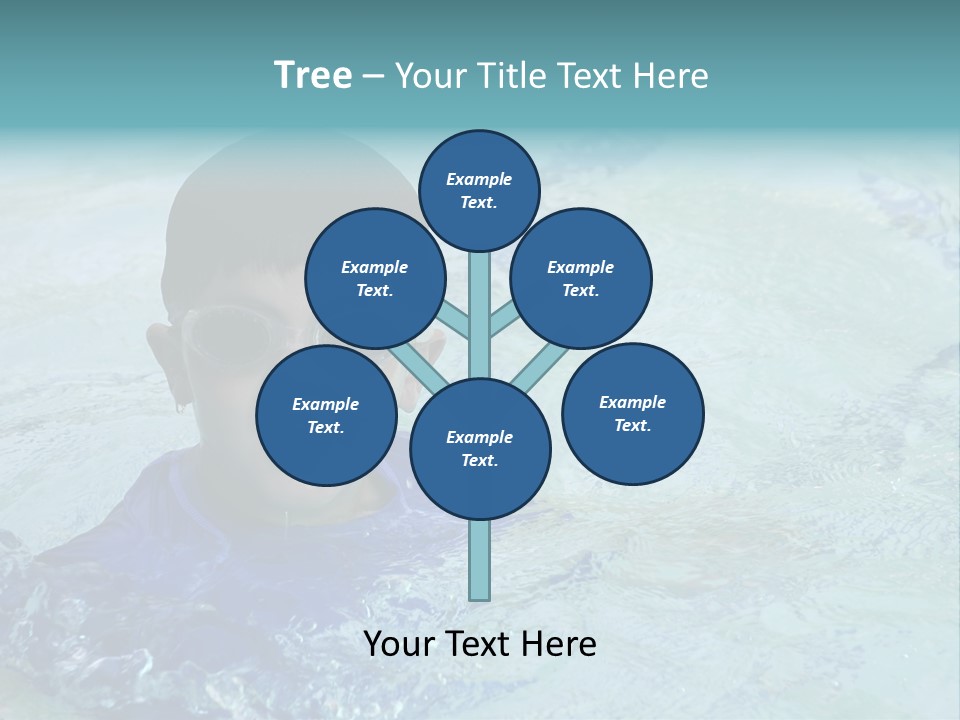 Cute Boy Swimming In Pool Wearing Blue Shirt And Goggles PowerPoint Template