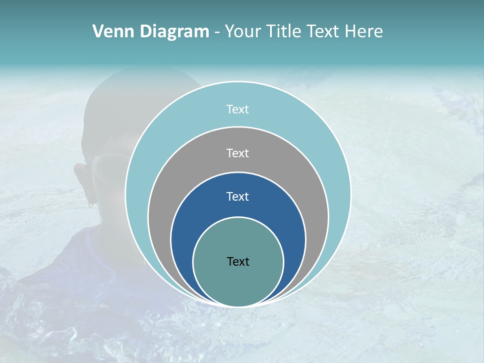 Cute Boy Swimming In Pool Wearing Blue Shirt And Goggles PowerPoint Template