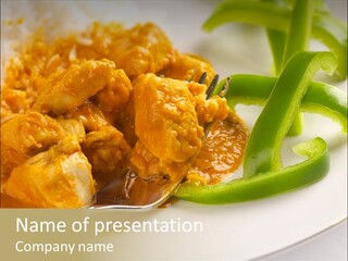 Thai Peanut Chicken Curry With Sliced Green Peppers PowerPoint Template