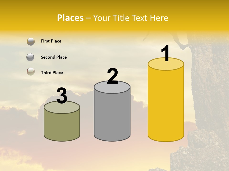 Girl Climbing On The Rock On Sunset Background PowerPoint Template