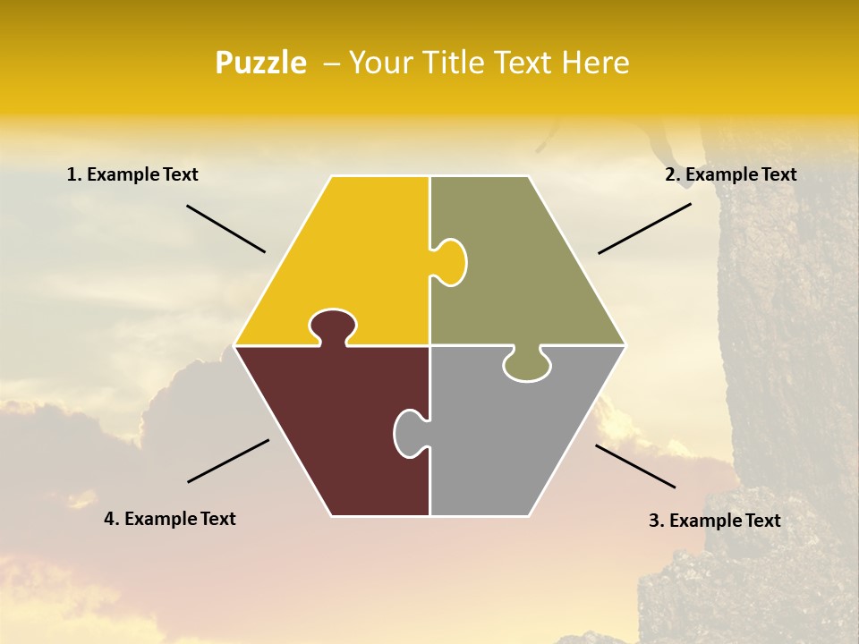 Girl Climbing On The Rock On Sunset Background PowerPoint Template