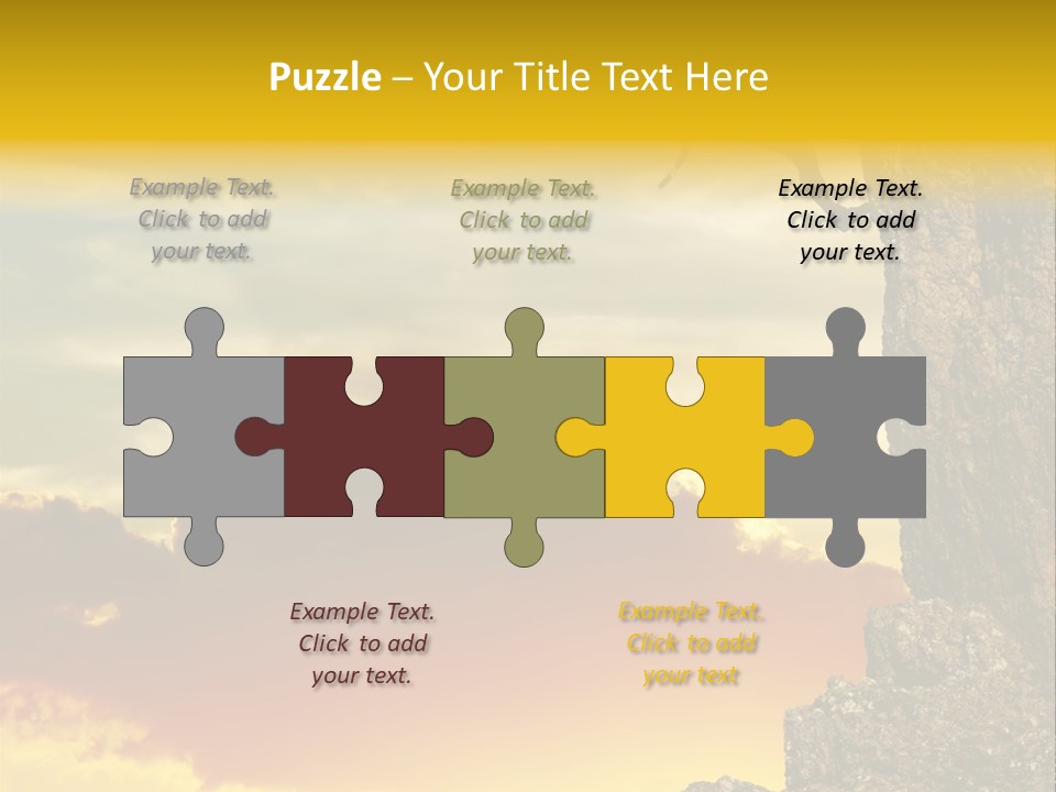 Girl Climbing On The Rock On Sunset Background PowerPoint Template