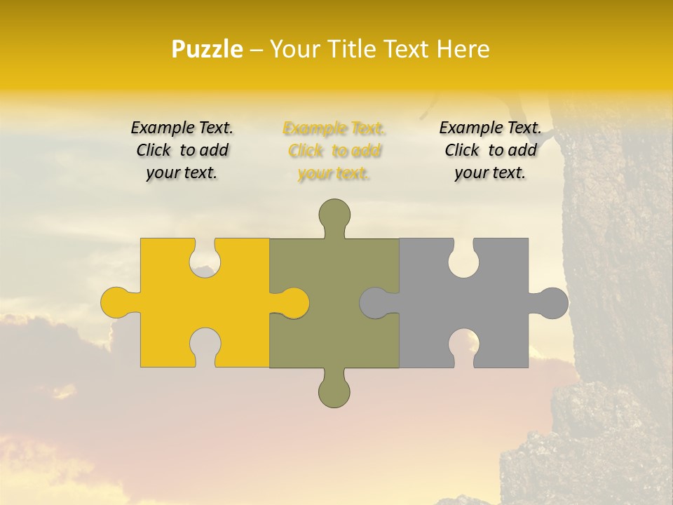 Girl Climbing On The Rock On Sunset Background PowerPoint Template