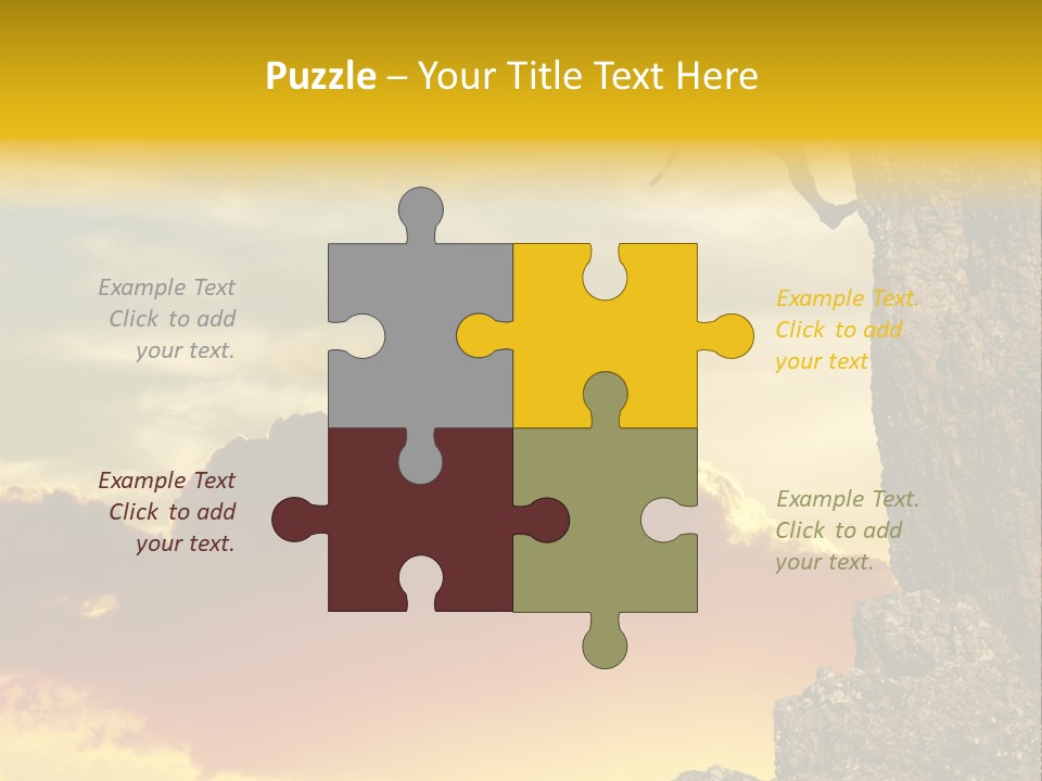 Girl Climbing On The Rock On Sunset Background PowerPoint Template