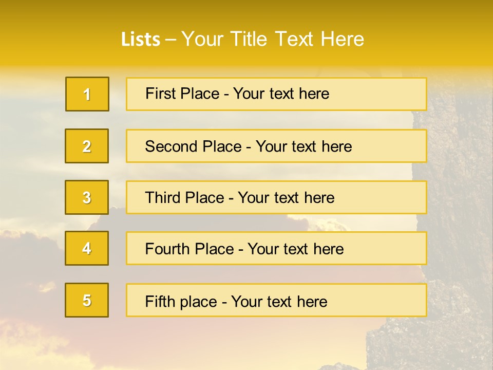 Girl Climbing On The Rock On Sunset Background PowerPoint Template