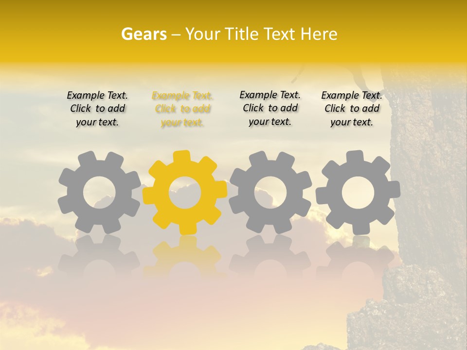 Girl Climbing On The Rock On Sunset Background PowerPoint Template