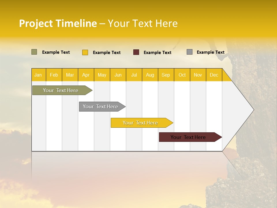 Girl Climbing On The Rock On Sunset Background PowerPoint Template