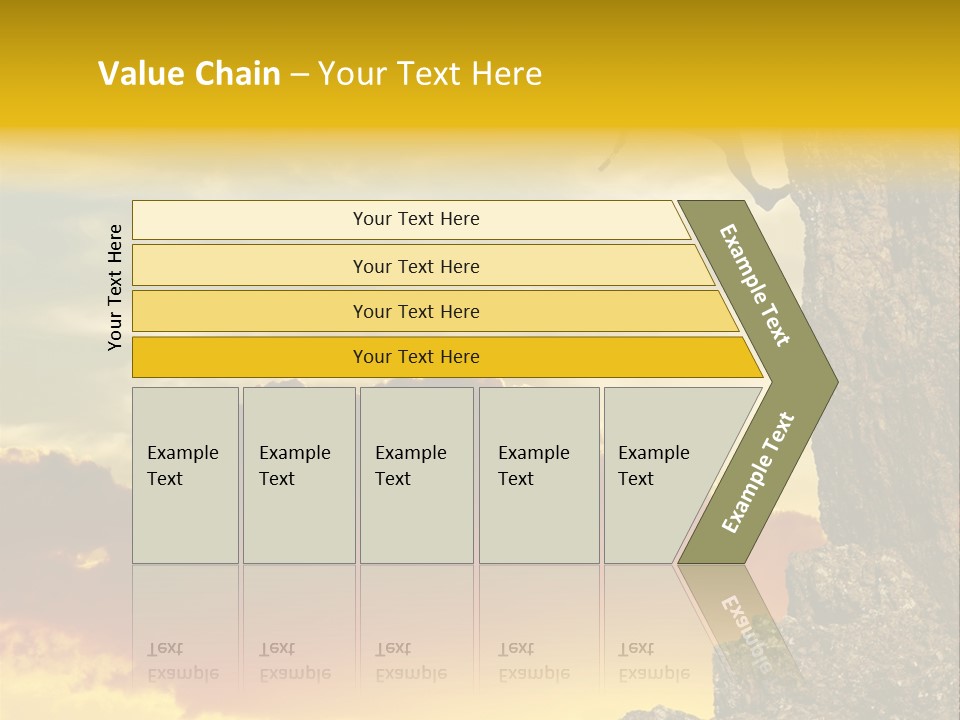 Girl Climbing On The Rock On Sunset Background PowerPoint Template