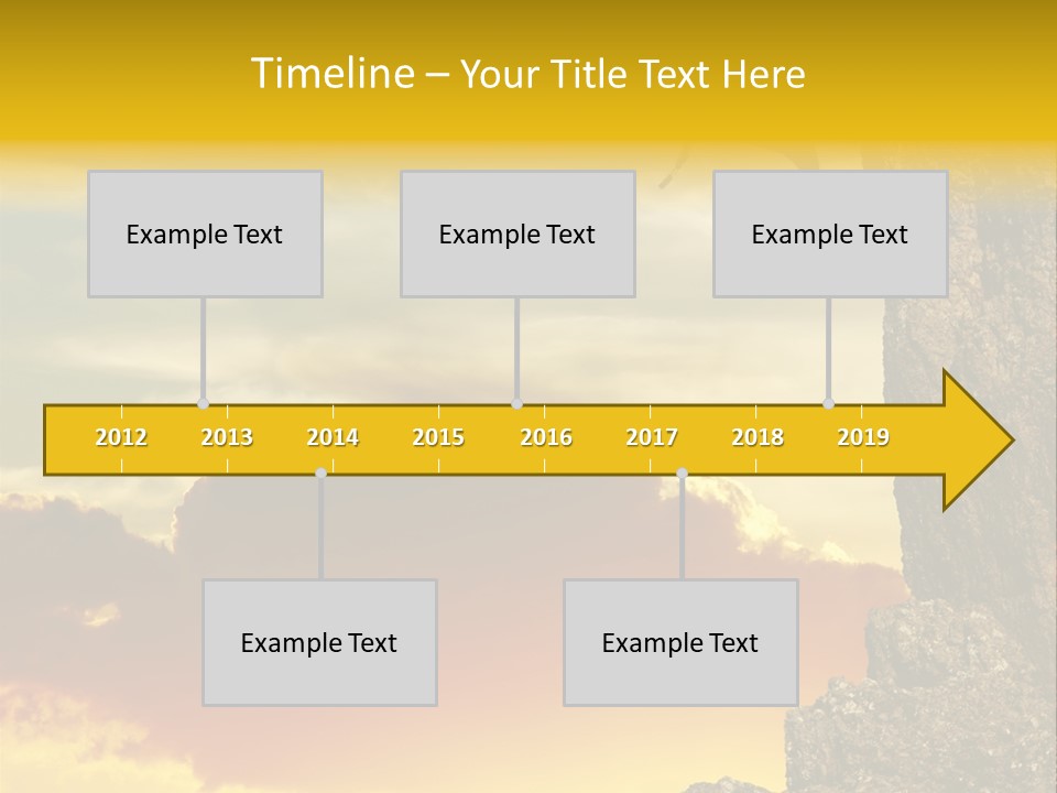 Girl Climbing On The Rock On Sunset Background PowerPoint Template