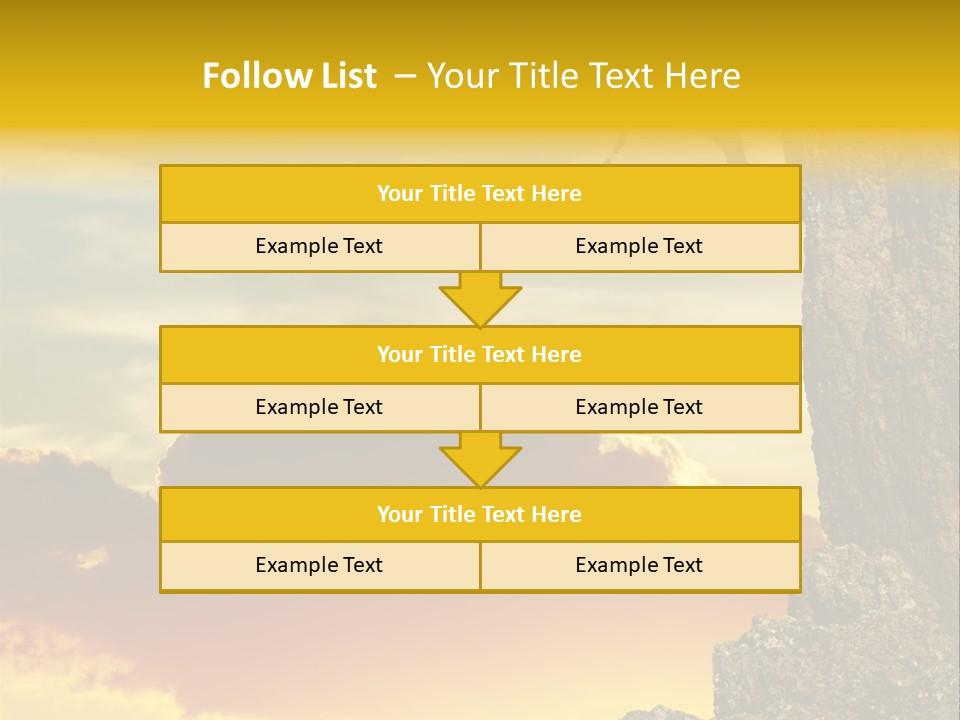 Girl Climbing On The Rock On Sunset Background PowerPoint Template