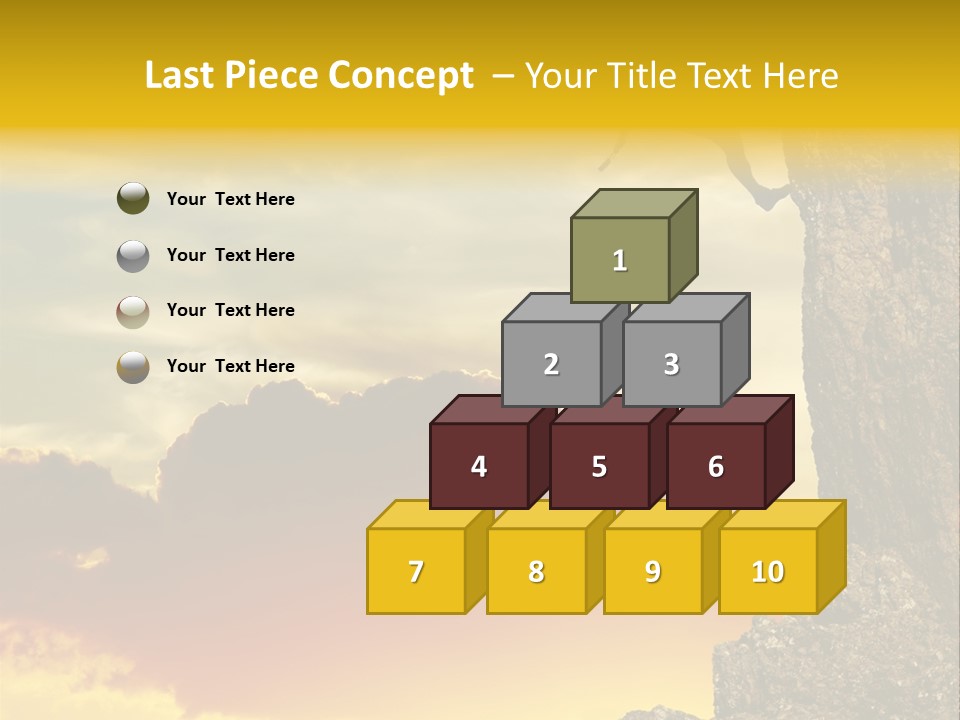 Girl Climbing On The Rock On Sunset Background PowerPoint Template