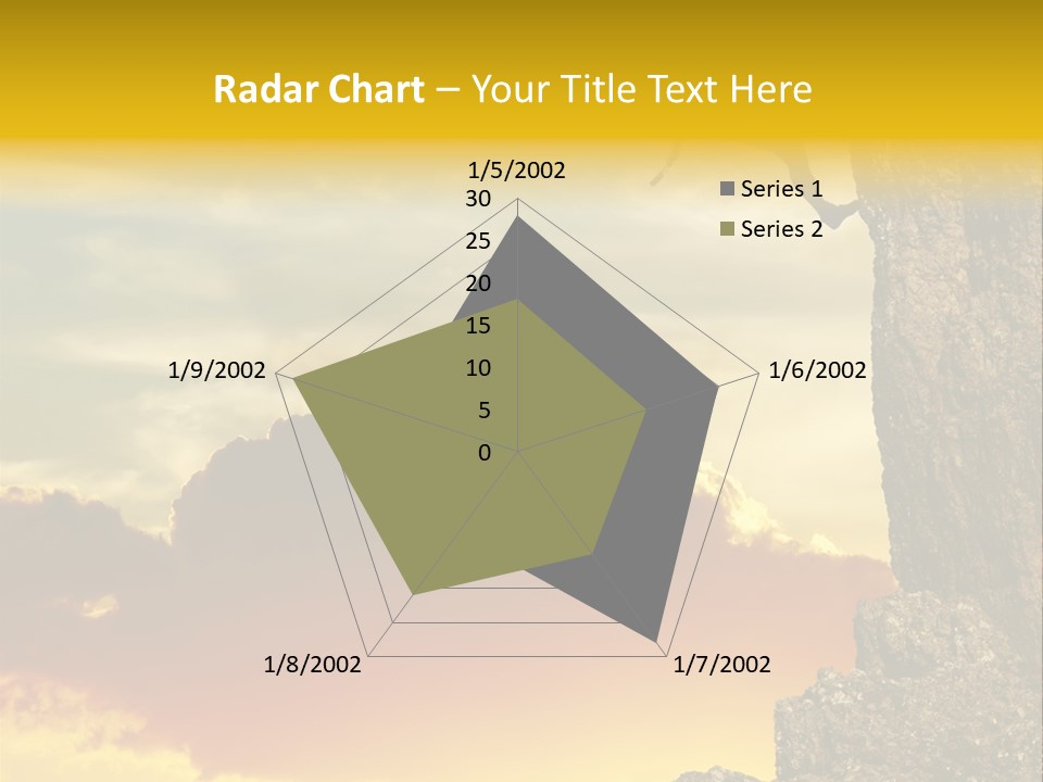 Girl Climbing On The Rock On Sunset Background PowerPoint Template