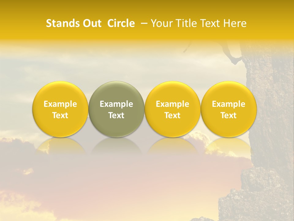 Girl Climbing On The Rock On Sunset Background PowerPoint Template