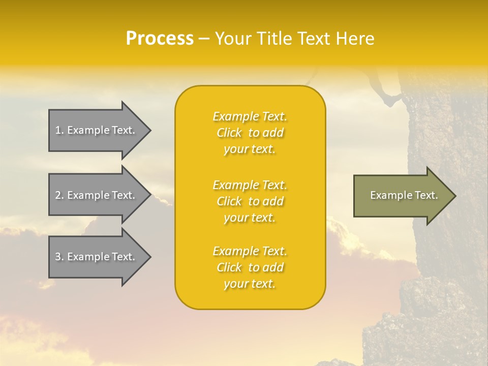 Girl Climbing On The Rock On Sunset Background PowerPoint Template