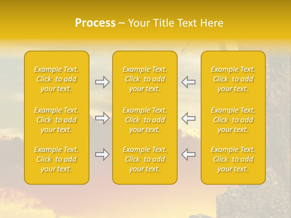 Girl Climbing On The Rock On Sunset Background PowerPoint Template