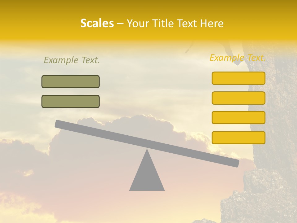 Girl Climbing On The Rock On Sunset Background PowerPoint Template