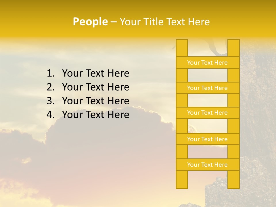 Girl Climbing On The Rock On Sunset Background PowerPoint Template