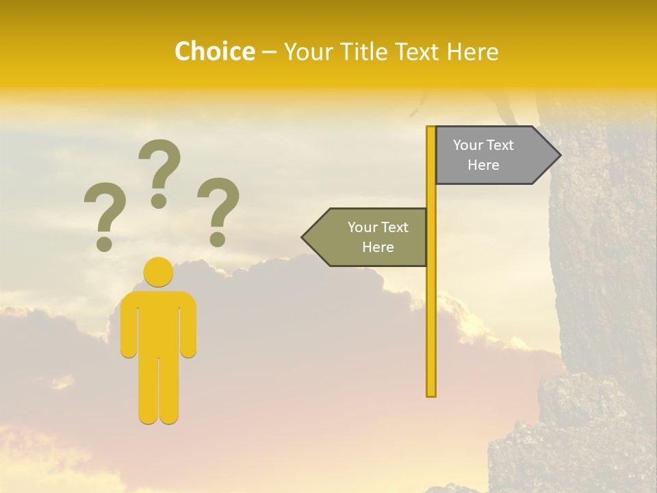 Girl Climbing On The Rock On Sunset Background PowerPoint Template