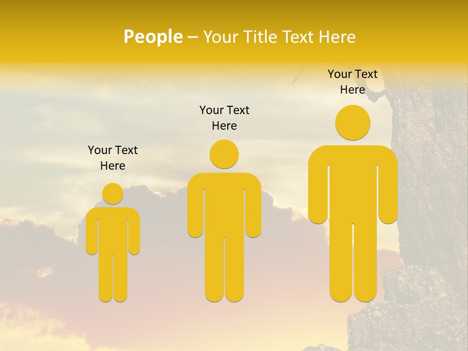 Girl Climbing On The Rock On Sunset Background PowerPoint Template