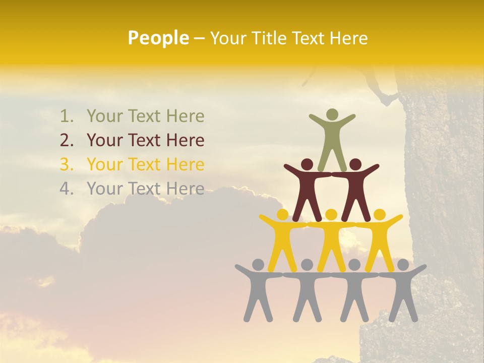 Girl Climbing On The Rock On Sunset Background PowerPoint Template