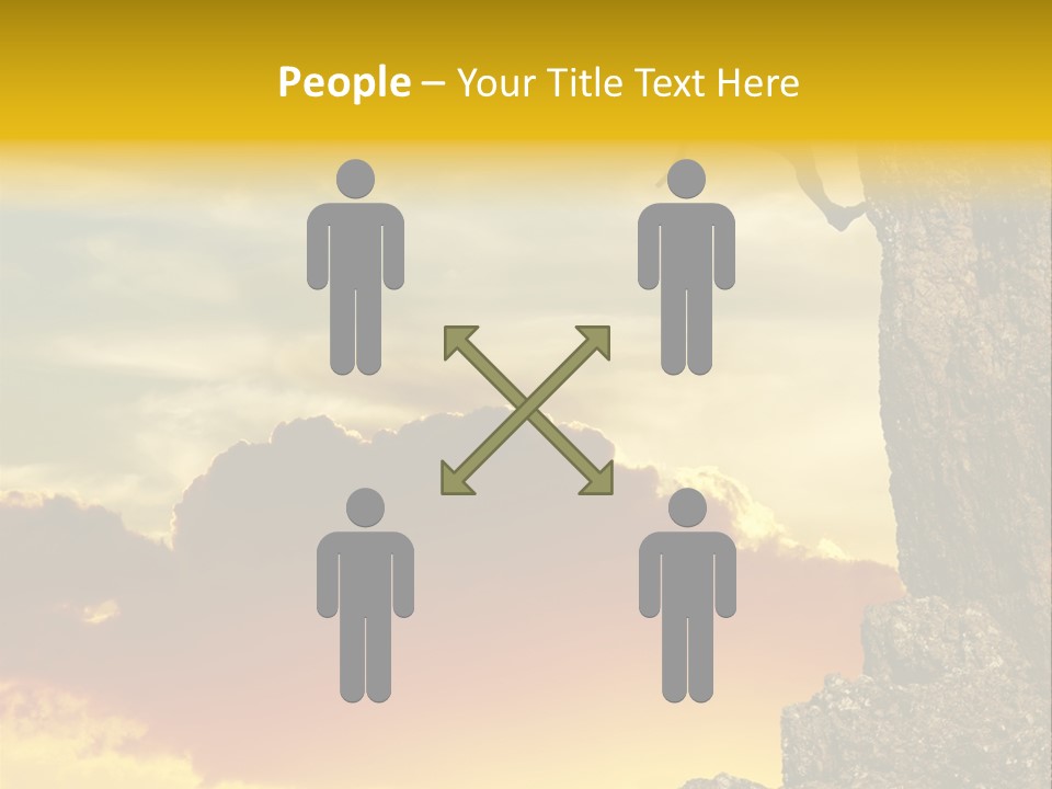 Girl Climbing On The Rock On Sunset Background PowerPoint Template