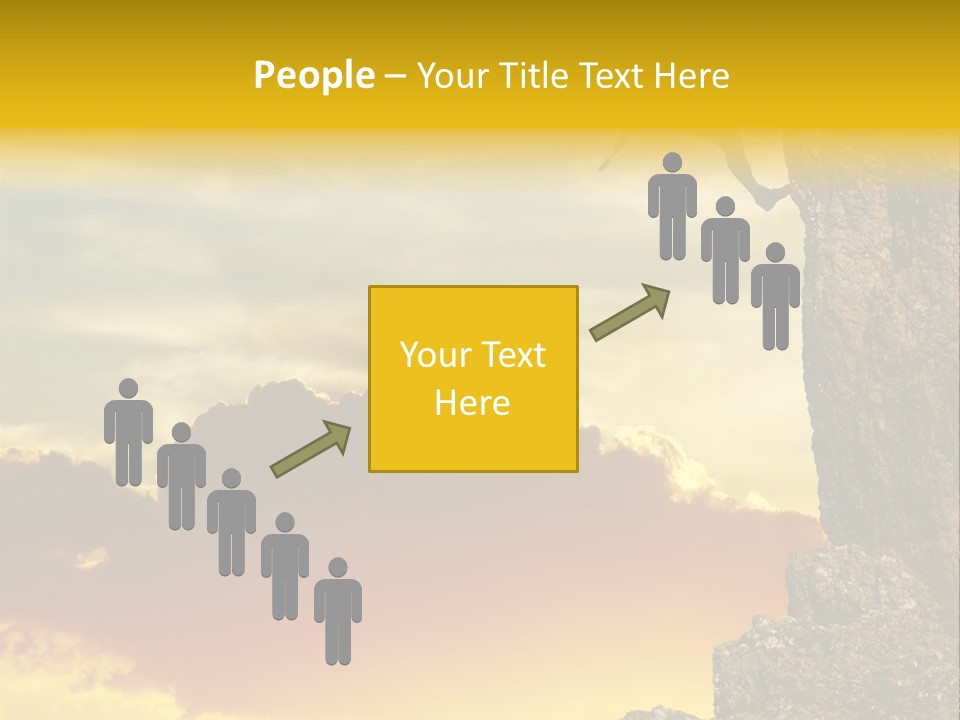 Girl Climbing On The Rock On Sunset Background PowerPoint Template