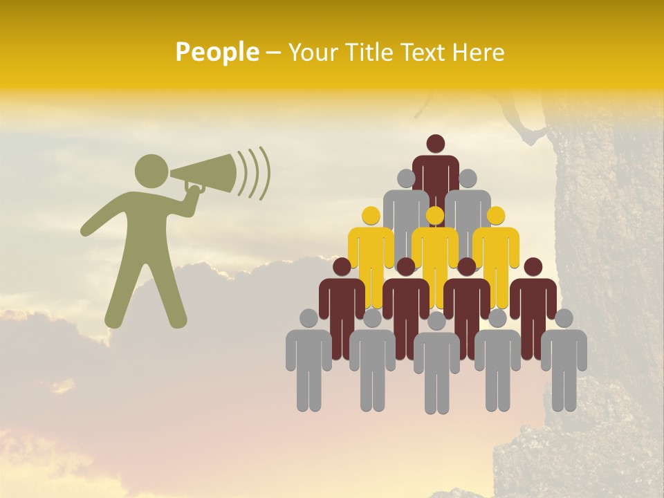 Girl Climbing On The Rock On Sunset Background PowerPoint Template