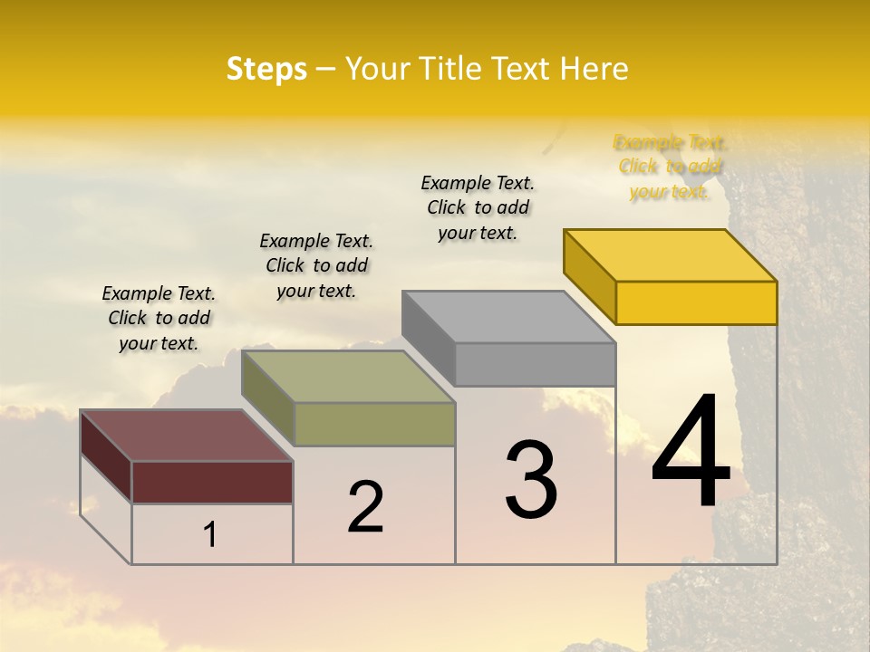 Girl Climbing On The Rock On Sunset Background PowerPoint Template