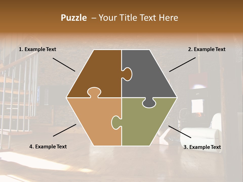 View Of Living Room With Fireplace And Old Stone Wall And Modern Television PowerPoint Template