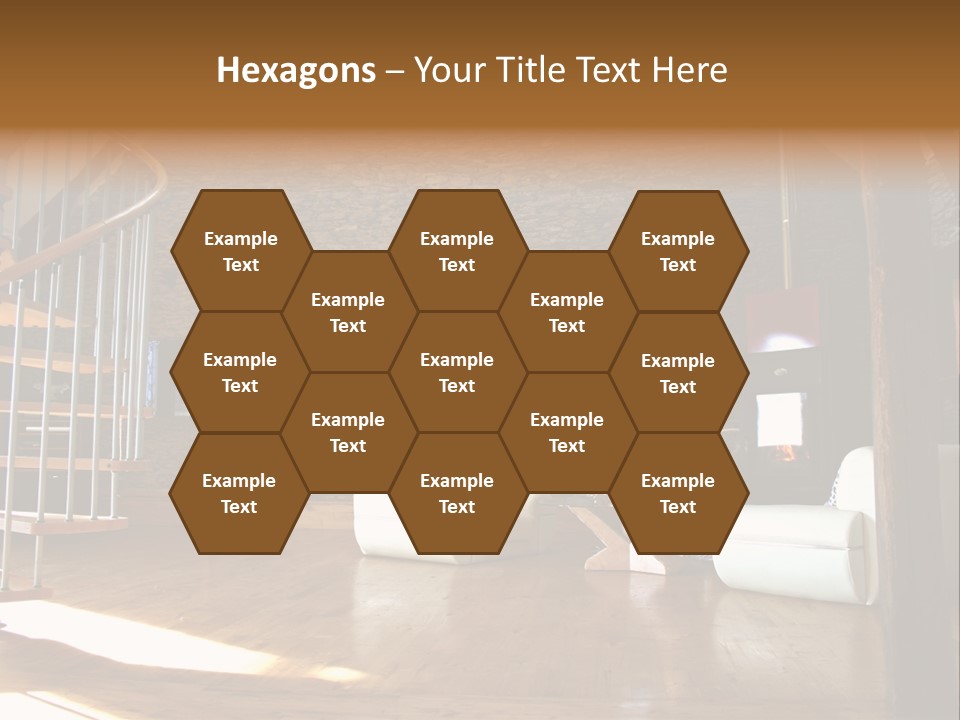 View Of Living Room With Fireplace And Old Stone Wall And Modern Television PowerPoint Template