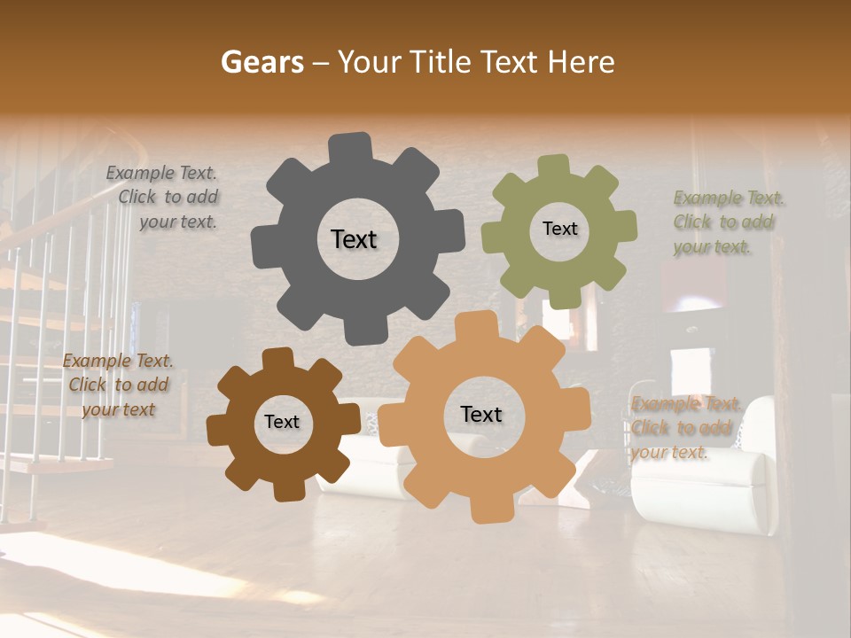 View Of Living Room With Fireplace And Old Stone Wall And Modern Television PowerPoint Template