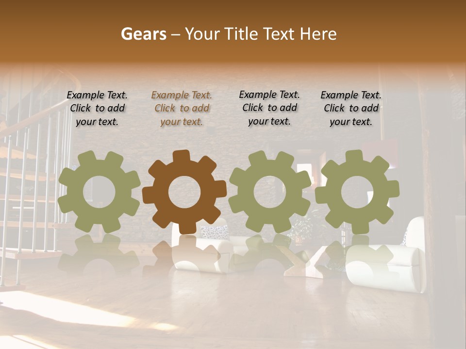 View Of Living Room With Fireplace And Old Stone Wall And Modern Television PowerPoint Template